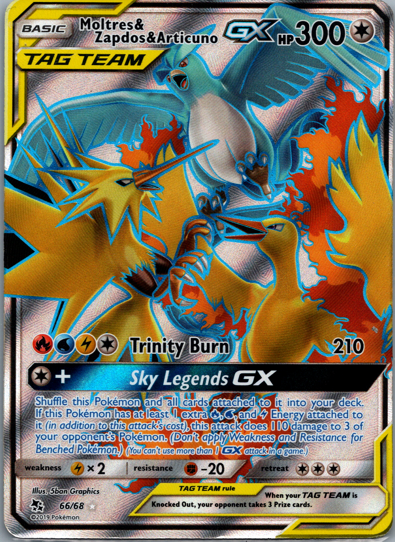 Moltres & Zapdos & Articuno GX (66/68) (Full Art) Moderately Played image 0