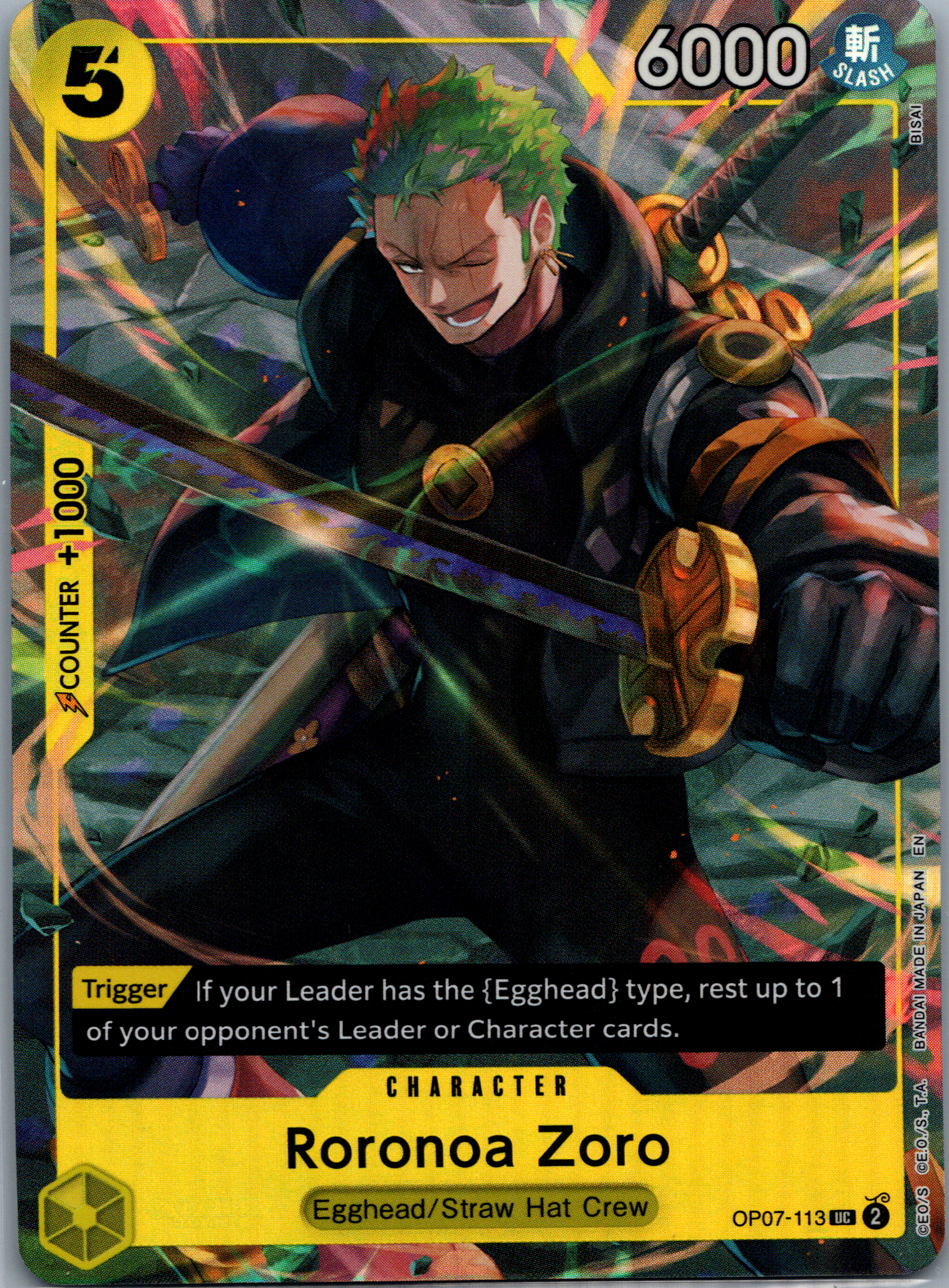 Roronoa Zoro (OP07-113) (Illustration Box Alternate Art) NM image 0